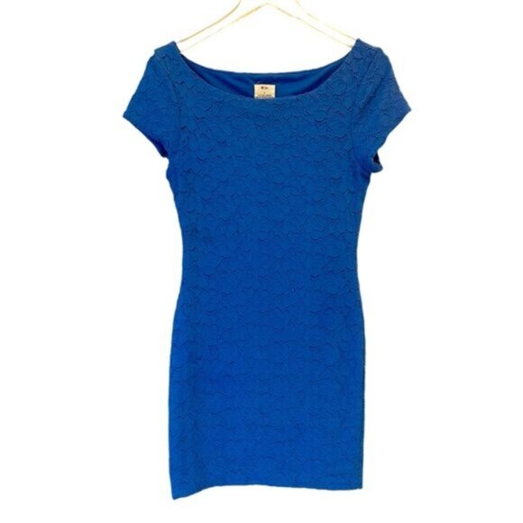 Anthropologie Pina and Needles | Blue Floral Print Textured Dress Size L - Picture 1 of 9